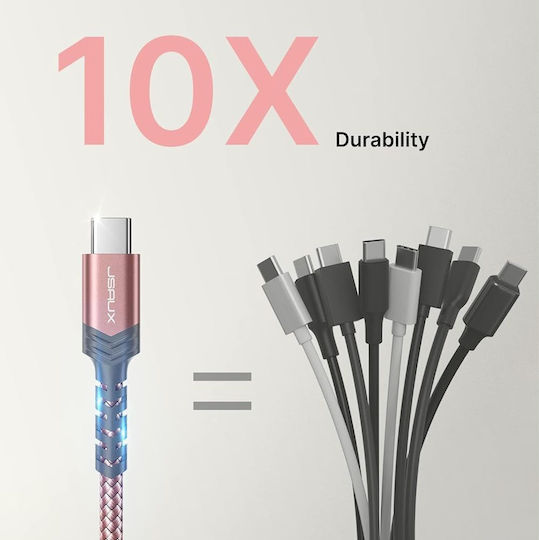 Jsaux Braided Cable USB-C Male - USB-C Pink 2m 2 Pieces
