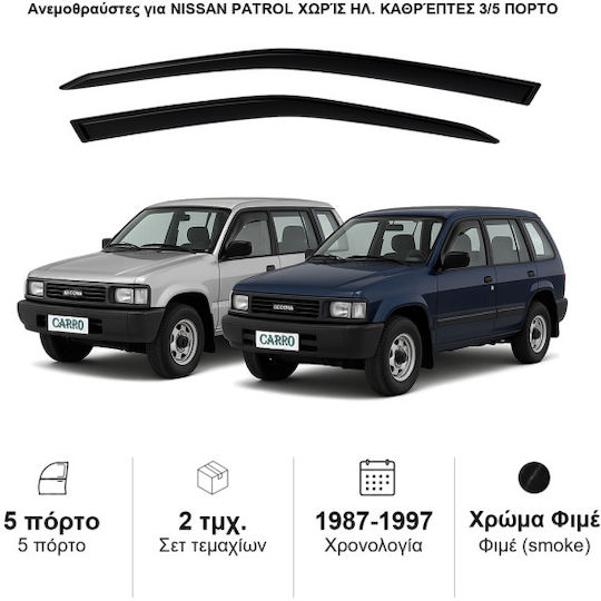 Heko Set of Windbreakers Front Car Dark Fime for Nissan Patrol 2pcs