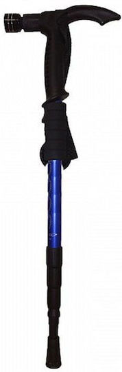 Foldable Walking Stick Flashlight Hiking Stick 52cm To 1.10cm Support Stick Black