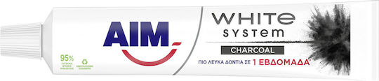 AIM White System Charcoal Οδοντόκρεμα με Ενεργό Άνθρακα για Λεύκανση 75ml
