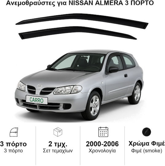 Heko Set of Windbreakers Front Car Dark Fime for Nissan Almera 2pcs