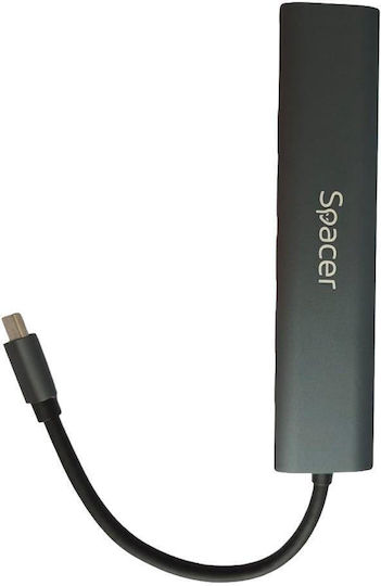Spacer Hub 10 Θυρών USB 3.0 με σύνδεση USB-A / Ethernet Γκρι