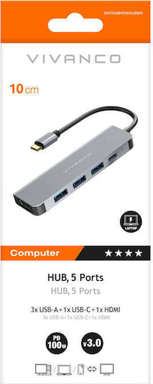 Vivanco USB Хъб с 5 Порта и USB-A Връзка