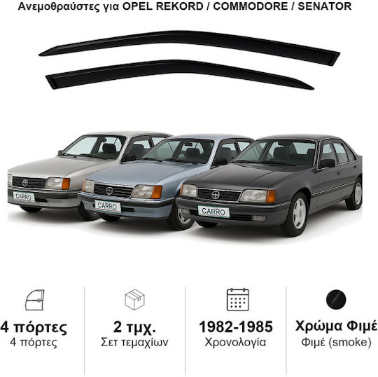 Heko Set deflectoare de vânt Dark Fime pentru Opel Rekord 2buc