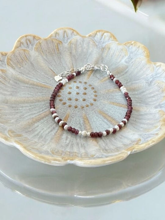 Ezera Damen Armband Kette aus Silber mit Perlen 16,5cm