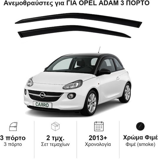 Heko Set of Windbreakers Front Car Dark Fime for Opel Adam 2pcs