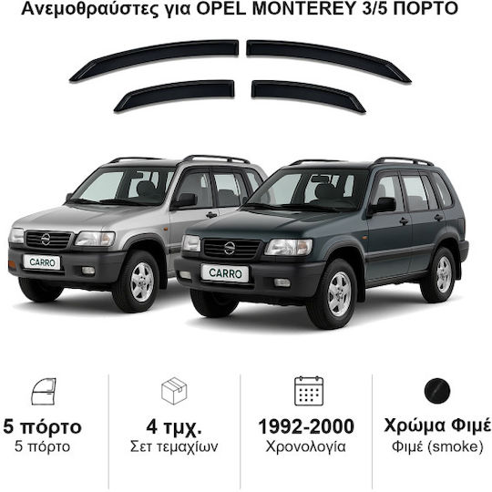Heko Set of Windbreakers Front Car Dark Fime for Opel Monterey 2pcs