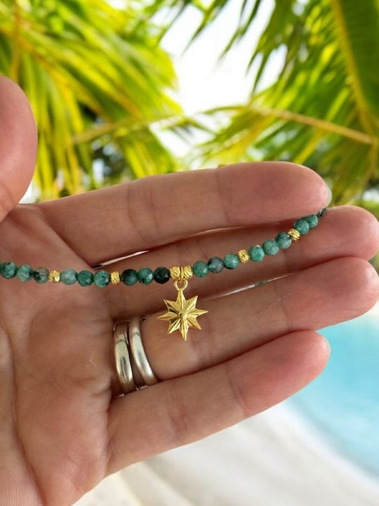 Ezera Choker Semn Zodiacal Leu Din Argint Plăcut Cu Aur Verde