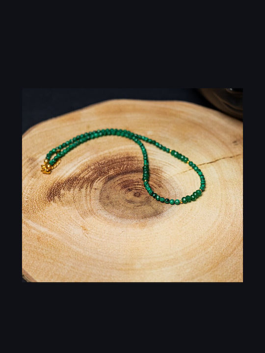 Ezera Ezera Choker Tierkreiszeichen Waage aus Vergoldetem Silber Grün