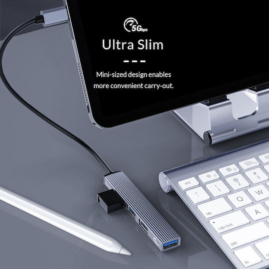 Orico USB Хъб 4 Порта USB 3.1 с USB-A Сив