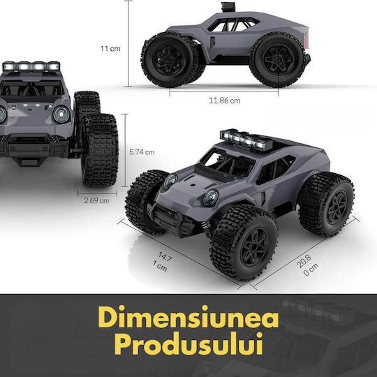 Fernsteuerung Monstertruck Rc Off-road Auto 25km/h 1:20 Maßstab Stoßdämpfer Federung Hochgriffreifen Akku Inklusive Grau