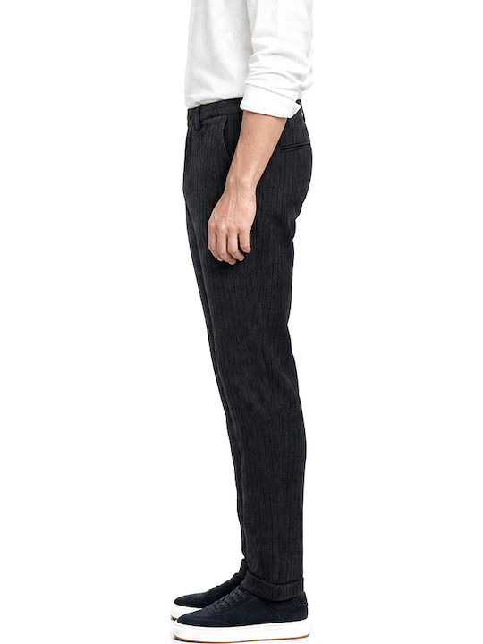 Pisa Men's Chino Elastic Slim Fit Grey Black Trousers