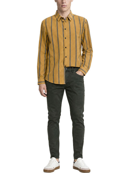 Chino Trousers Elastic in Skinny Fit Khaki