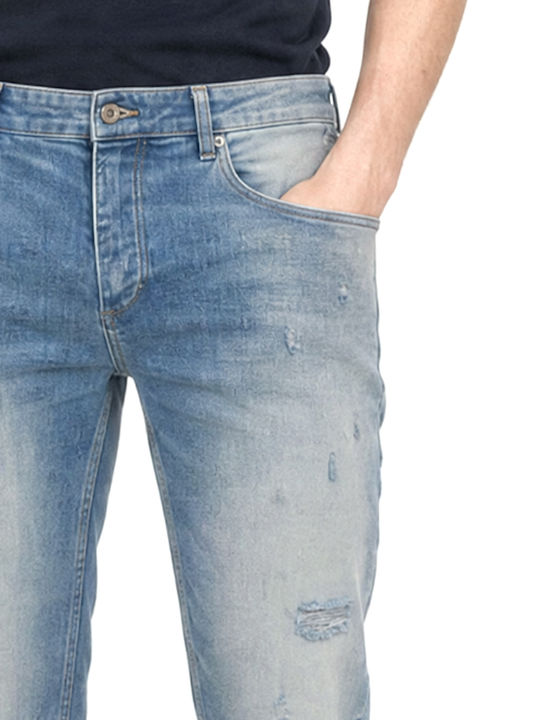 Rey K4424 Men's Elastic Slim Tapered Fit Jeans Blue