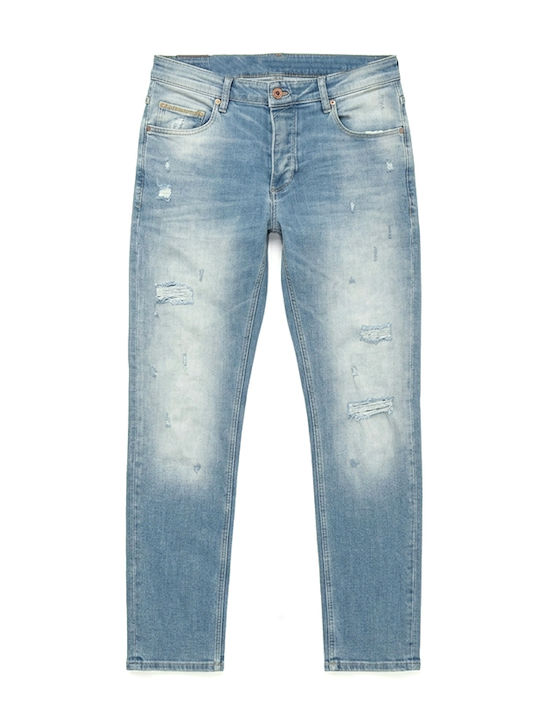 Rey K4424 Men's Elastic Slim Tapered Fit Jeans Blue