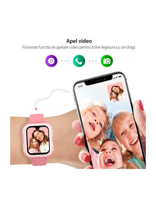 Smartwatch pentru copii 4G cu GPS și Cameră Roz