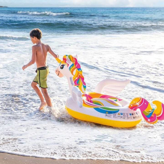Saltea Gonflabilă Unicorn De Călărit 226 X 173 X 97 Cm Plutitor Pentru Piscină Ideal Pentru Plajă Piscină Albă
