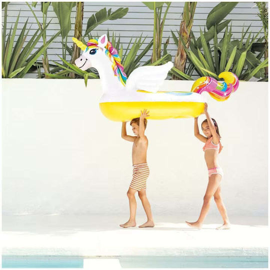 Saltea Gonflabilă Unicorn De Călărit 226 X 173 X 97 Cm Plutitor Pentru Piscină Ideal Pentru Plajă Piscină Albă