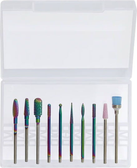 Nail Drill Bits Set Storage Box 10 Pieces