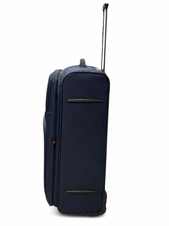 Diplomat Venice Large Fabric Blue Suitcase Height 75cm