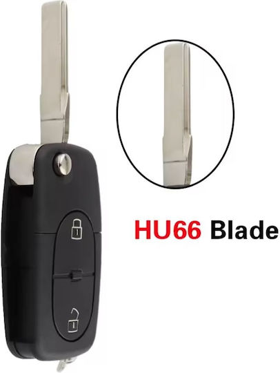 Techstar Husa Pentru Chei Auto Cu 2 Butoane Compatibil Vw Golf Mk4 Passat B5 Bora 1998–2001 Lama Hu66 Baterie Cr1620
