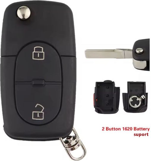 Techstar Husa Pentru Chei Auto Cu 2 Butoane Compatibil Vw Golf Mk4 Passat B5 Bora 1998–2001 Lama Hu66 Baterie Cr1620
