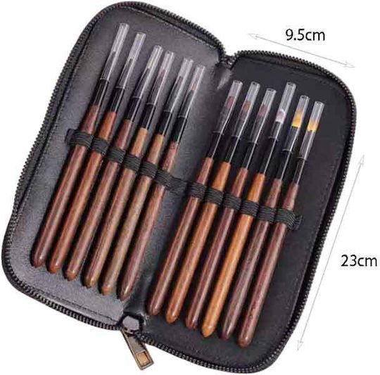 Set Nail Brushes Case 12 Pieces Nail Art Brush Set Case