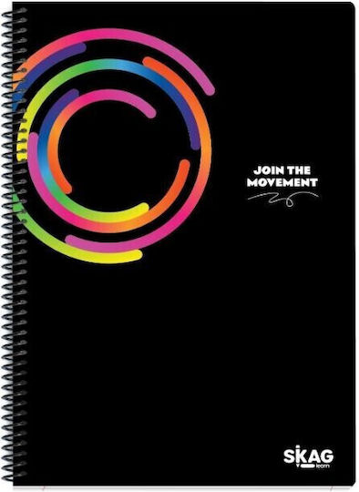 Skag Spiral Notebook Ruled A4 60 Sheets 2 Subjects Color Black