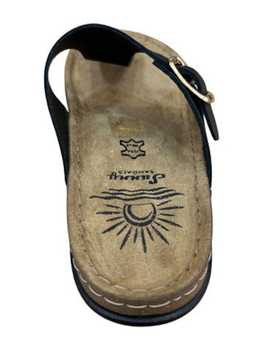 Leather Women's Flat Sandals Black SIENNA-60301M