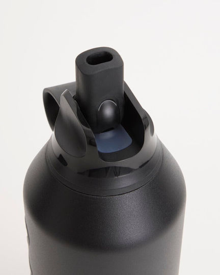 Chilly's Series 3 Flip Μπουκάλι Θερμός Ανοξείδωτο BPA Free 500ml Onyx Black με Επιστόμιο, Θηλιά και Καλαμάκι