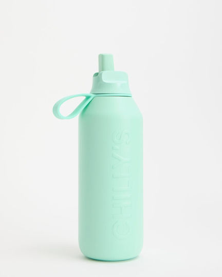 Chilly's Series 3 Flip Бутилка Термос Неръждаема стомана Без BPA 500ml Опалово зелено с Мундщук, Примка и Сламка