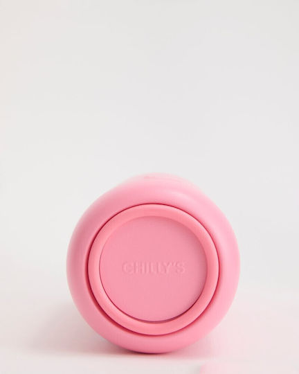 Chilly's Series 3 Flip Бутилка Термос Неръждаема Стомана Без BPA 500ml Лотус Розов с Мундщук, Примка и Сламка