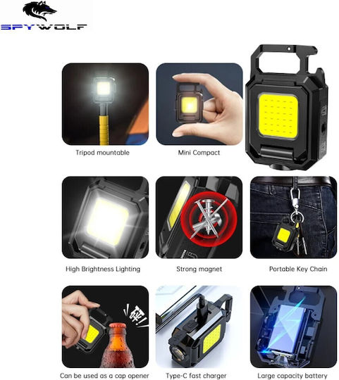Spywolf Mini Ultra Strong LED Waterproof Multipurpose COB Rechargeable Flashlight Type-C Port 6 Pcs TC-563