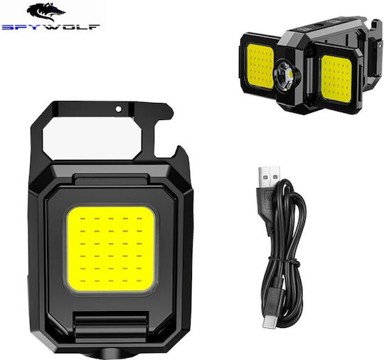 Spywolf Mini Ultra Strong LED Waterproof Multi-Purpose Flashlight COB Rechargeable Type-C Port 2pcs TC-559