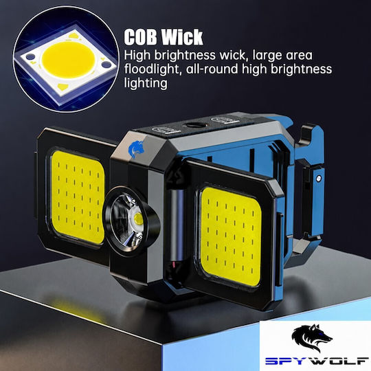 Spywolf Mini Ultra Strong LED Waterproof Multifunctional COB Rechargeable Flashlight Type-C Port 3pcs TC-560