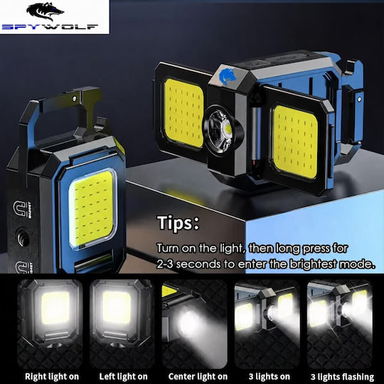 Spywolf Mini Ultra Strong LED Waterproof Multi-Purpose Flashlight COB Rechargeable Type-C Port 2pcs TC-559