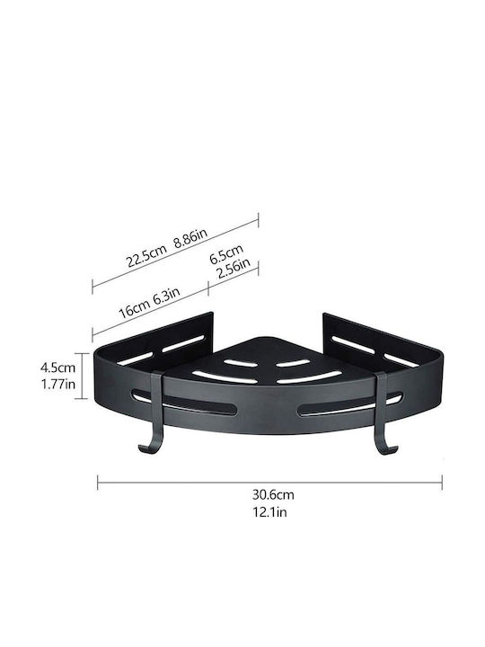 Udear Shelf Ъглова Стенна Етажерка за Баня Черна