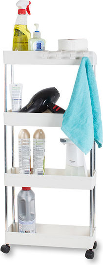 Corner Floor Bathroom Shelf with 4 Shelves 85x38x13cm White