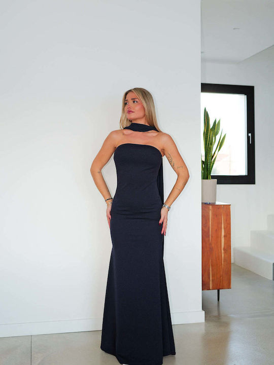 Summer Maxi Dress for Wedding Christening Strapless Black