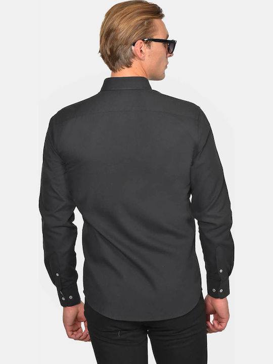 Long Sleeve Cotton Shirt in Regular Fit Black