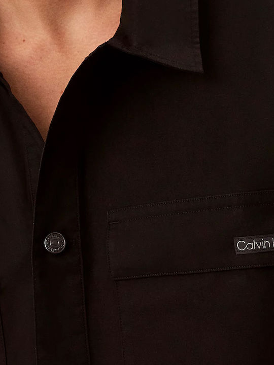 Long Sleeve Overshirt in Regular Fit Black