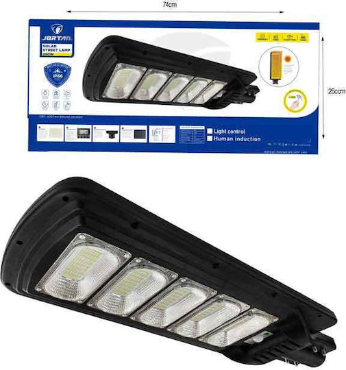Jortan Waterproof Solar Road Light 250W Cold White 6500K with Motion Sensor, Photocell and Remote Control IP66