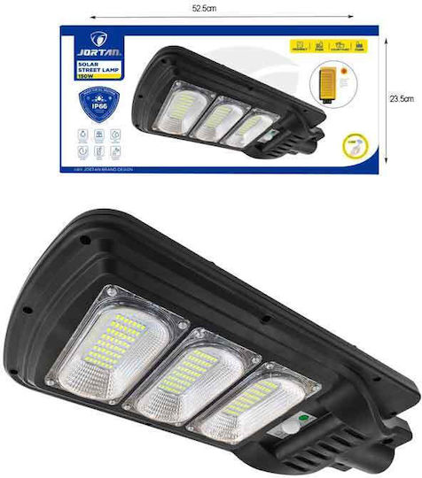Jortan Waterproof Solar Road Light 150W Cold White 6500K with Motion Sensor, Photocell and Remote Control IP66