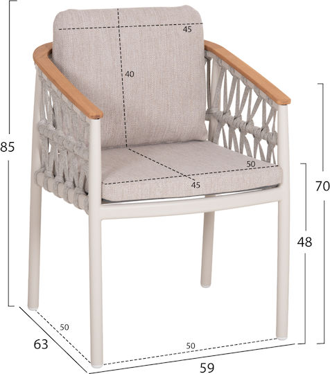 Outdoor Dining Set Stream 5 Pieces Cream with Pillows
