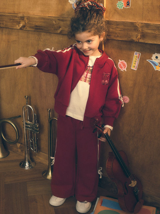 Kids Tracksuit Set With Burgundy Jacket