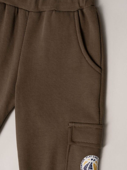 Kids Sweatpants Set Brown 3pcs