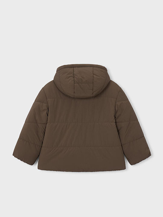 Mayoral Kids Casual Short Hooded Jacket Chestnut