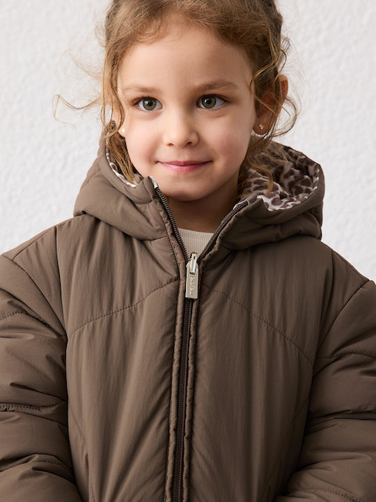 Kids Casual Short Hooded Jacket Chestnut