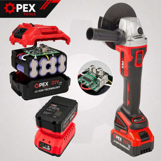 Erem OPX28010 125mm Battery Brushless Angle Grinder with Speed Adjustment 2x3Ah