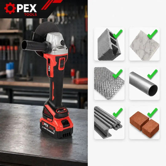 Erem OPX28010 125mm Battery Brushless Angle Grinder with Speed Adjustment 2x3Ah